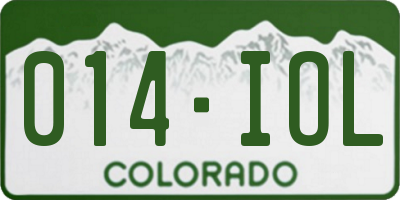 CO license plate 014IOL