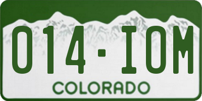 CO license plate 014IOM