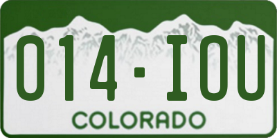 CO license plate 014IOU