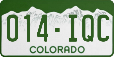 CO license plate 014IQC