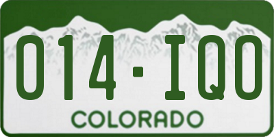 CO license plate 014IQO