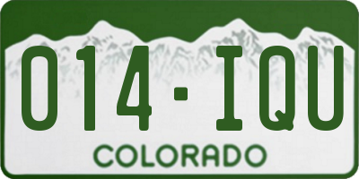 CO license plate 014IQU