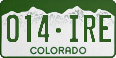 CO license plate 014IRE