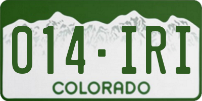 CO license plate 014IRI
