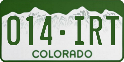 CO license plate 014IRT
