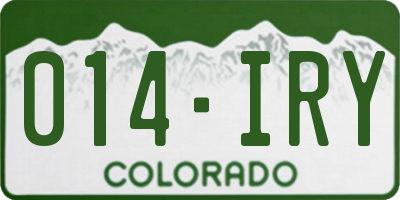 CO license plate 014IRY