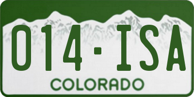 CO license plate 014ISA