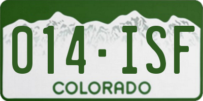 CO license plate 014ISF