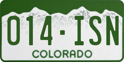 CO license plate 014ISN