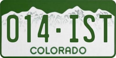 CO license plate 014IST