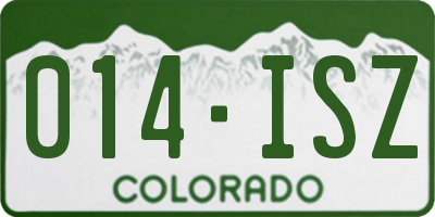CO license plate 014ISZ