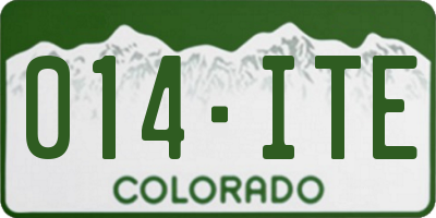 CO license plate 014ITE