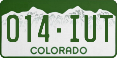 CO license plate 014IUT