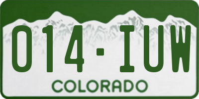 CO license plate 014IUW