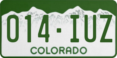 CO license plate 014IUZ