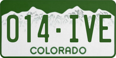 CO license plate 014IVE