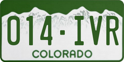 CO license plate 014IVR