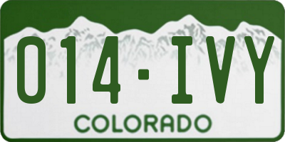 CO license plate 014IVY