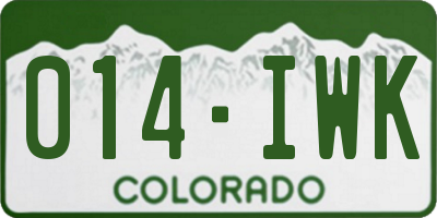 CO license plate 014IWK