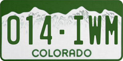 CO license plate 014IWM