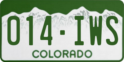 CO license plate 014IWS