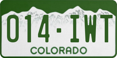 CO license plate 014IWT