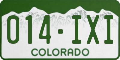 CO license plate 014IXI