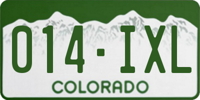 CO license plate 014IXL