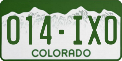 CO license plate 014IXO