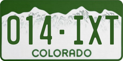 CO license plate 014IXT
