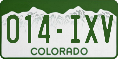 CO license plate 014IXV
