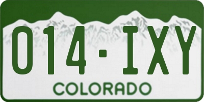 CO license plate 014IXY