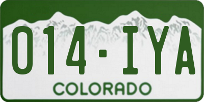 CO license plate 014IYA