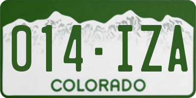 CO license plate 014IZA