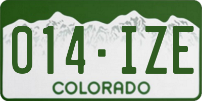 CO license plate 014IZE