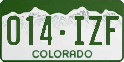 CO license plate 014IZF