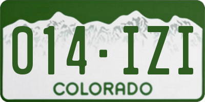 CO license plate 014IZI