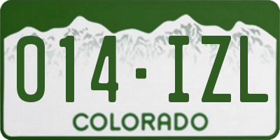 CO license plate 014IZL