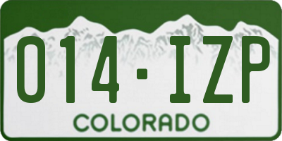 CO license plate 014IZP