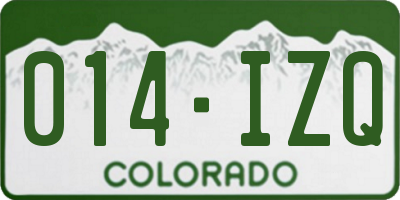 CO license plate 014IZQ