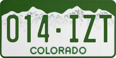 CO license plate 014IZT