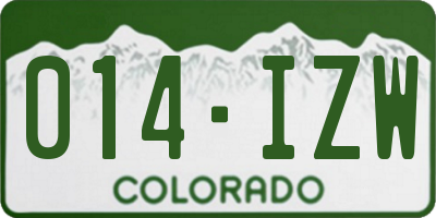 CO license plate 014IZW