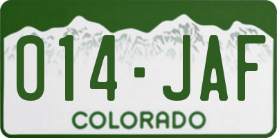 CO license plate 014JAF