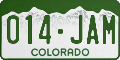 CO license plate 014JAM