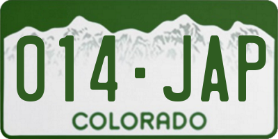 CO license plate 014JAP