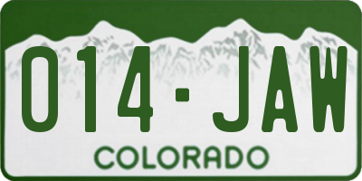 CO license plate 014JAW