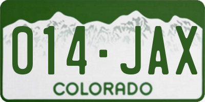 CO license plate 014JAX