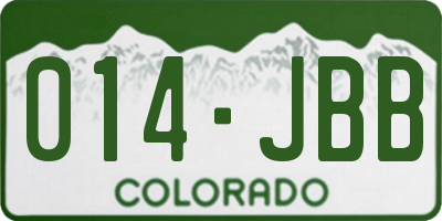 CO license plate 014JBB