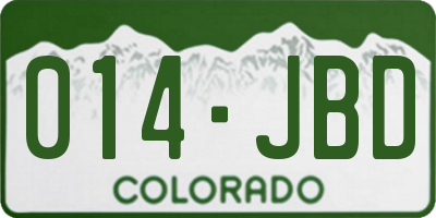 CO license plate 014JBD