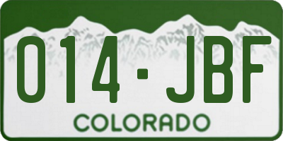 CO license plate 014JBF